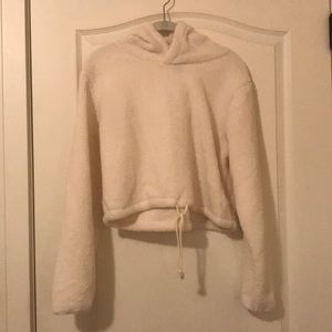 Wild Fable White Fleece Cropped Sweatshirt